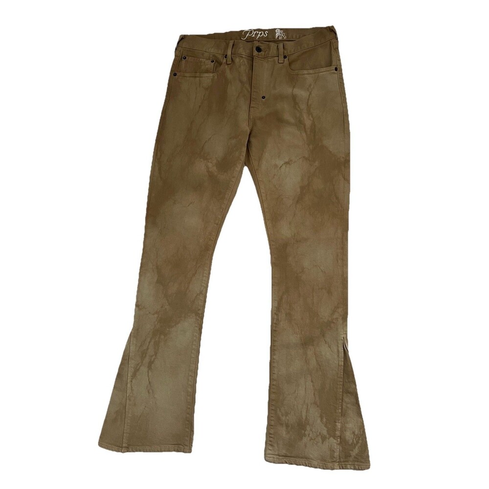 PRPS Firebird Slim Fit Flare Bottom Jeans Tan Brown Wash 34x33 NWT